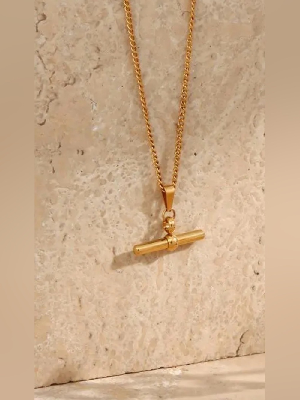 Anne Hathaway Inspired Gold T Bar Necklace | Minimalist Jewelry N015